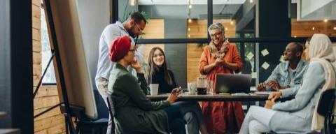 Team collaborating in a meeting